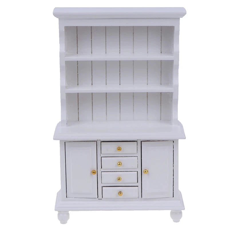 1/12 Multifunction Wood Cabinet Bookcase Cabinet Miniature Furniture Handcrafted Wall Cabinet Dollhouse Manwatstore