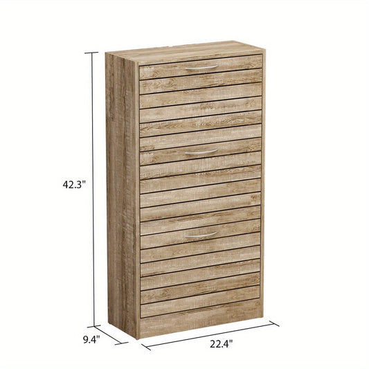 3-Drawer Shoe Storage Cabinet With Ventilate Doors, Wood 3-Tier Shoe Rack Storage Organizer For Entryway, Hallway Manwatstore