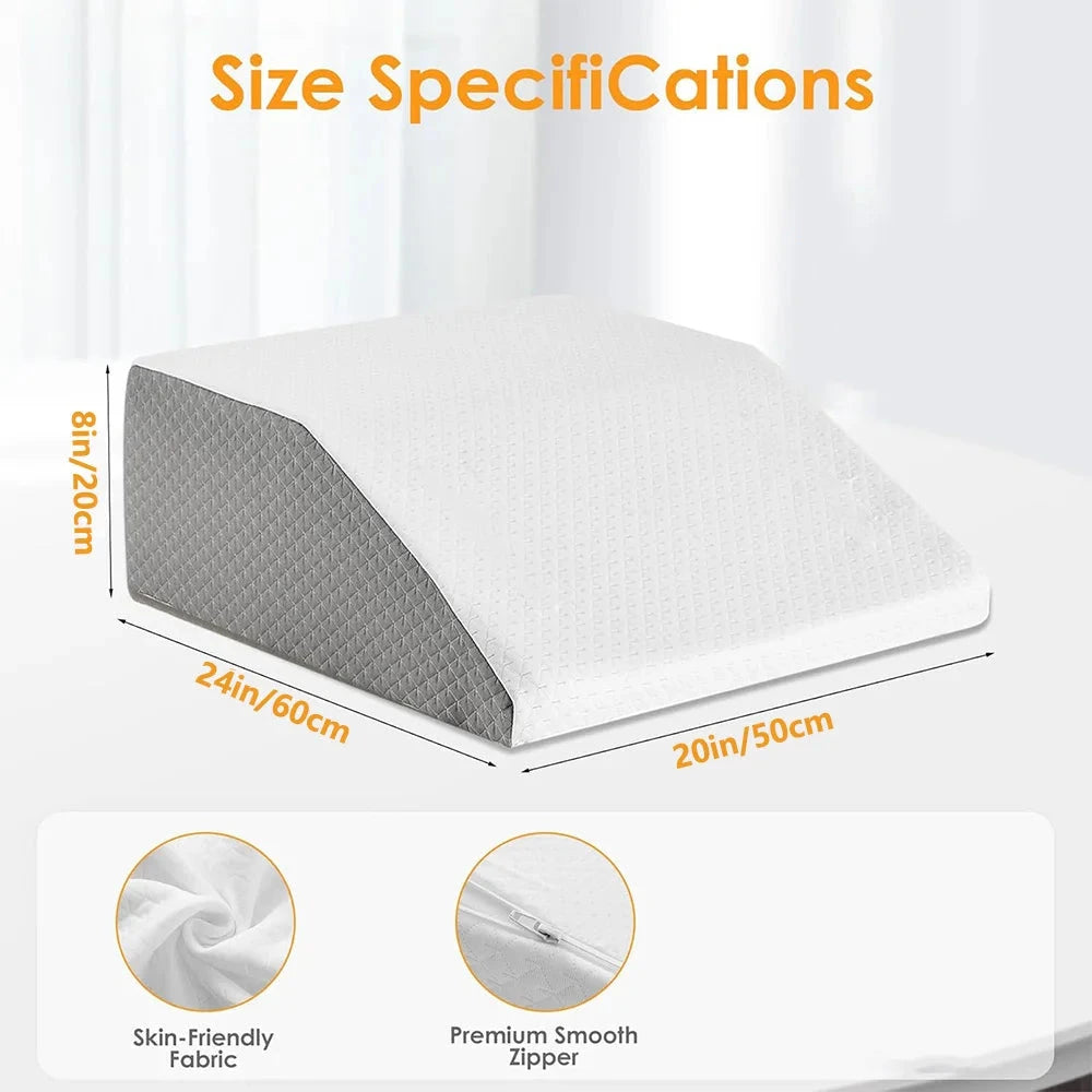 8-Inch Memory Foam Leg Elevation Pillow – Wedge Support for Sleeping & Relaxation Memory Foam Medicted Pillows Manwatstore