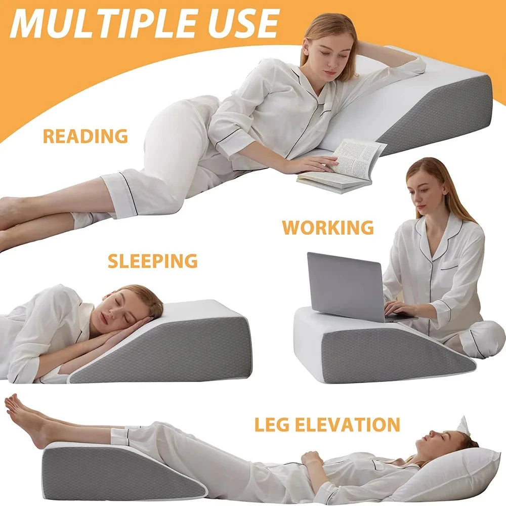 8-Inch Memory Foam Leg Elevation Pillow – Wedge Support for Sleeping & Relaxation Memory Foam Medicted Pillows Manwatstore