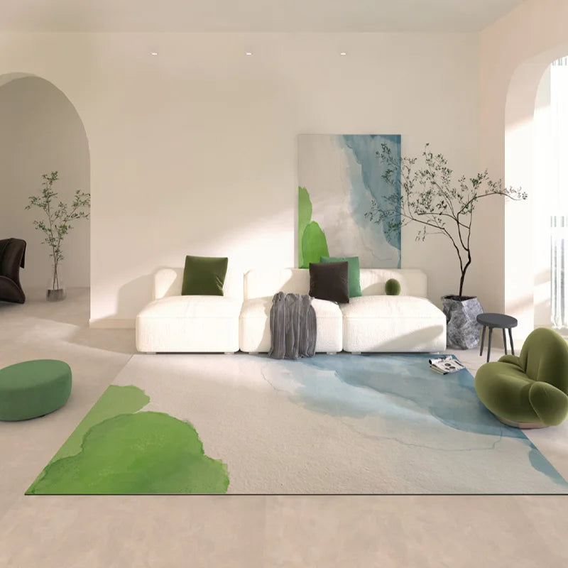 Modern Style Bedroom Decor Green Carpet Large Area Carpets for Living Room Washable Lounge Plush Floor Mat Fluffy Soft Study Rug