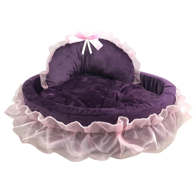 Elegant Lace Dog Puppy Bed Ruffled Princess Sofa for Small to Pets Creative Pink Lace Pet Bed Nest