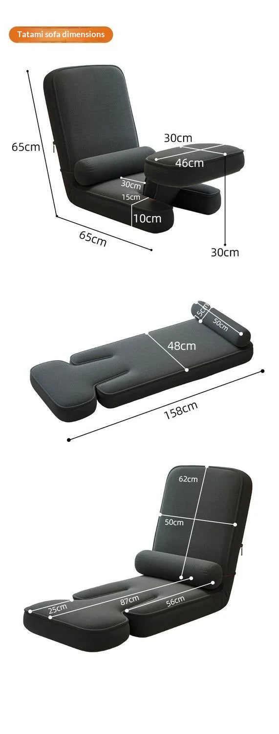 CloudRest Lazy Tatami Floor Sofa Chair with Adjustable Backrest & Laptop Stand