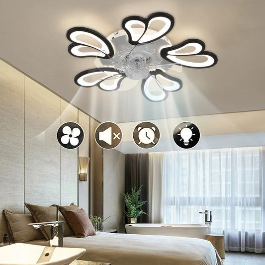 Modern Ceiling Fan with LED Light, Remote Control & Bluetooth , 6-Speed Wind Settings
