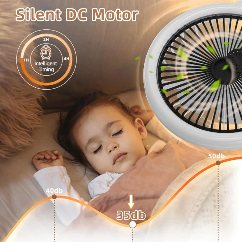 Rotatable 3in1 Ceiling Fan Light E27 LED Converter Base Smart Remote Control Bedroom Fans Lamp Study Kitchen Home Decoration