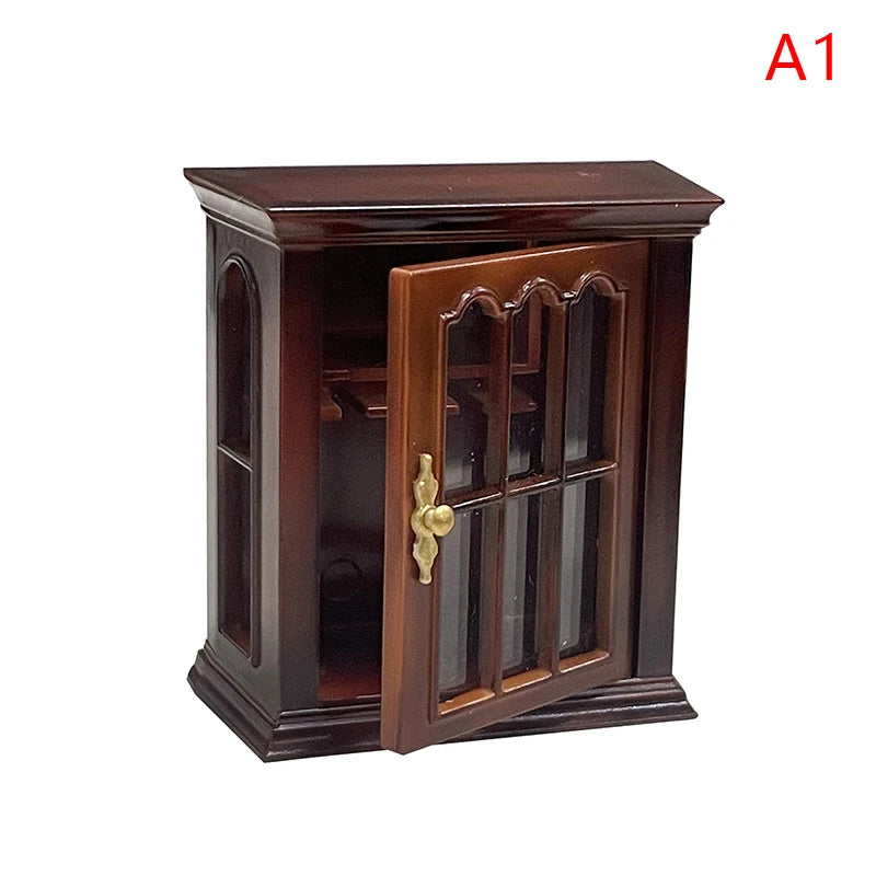 1/12 Multifunction Wood Cabinet Bookcase Cabinet Miniature Furniture Handcrafted Wall Cabinet Dollhouse