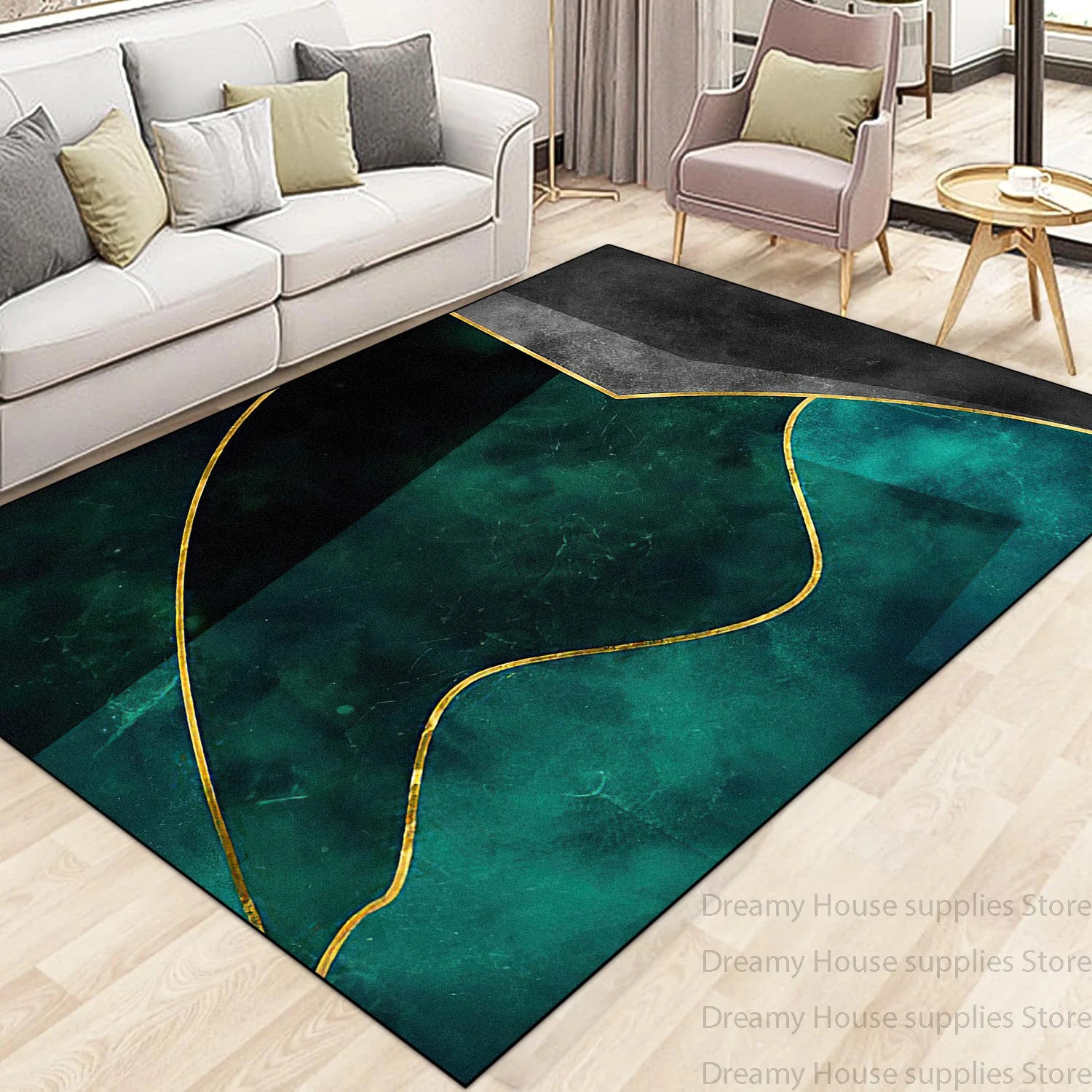 Modern Light Luxury Carpet Living Room Machine Washable Home Decoration Non-slip Rug Bedroom Dining Room Easy Clean Foot Mat