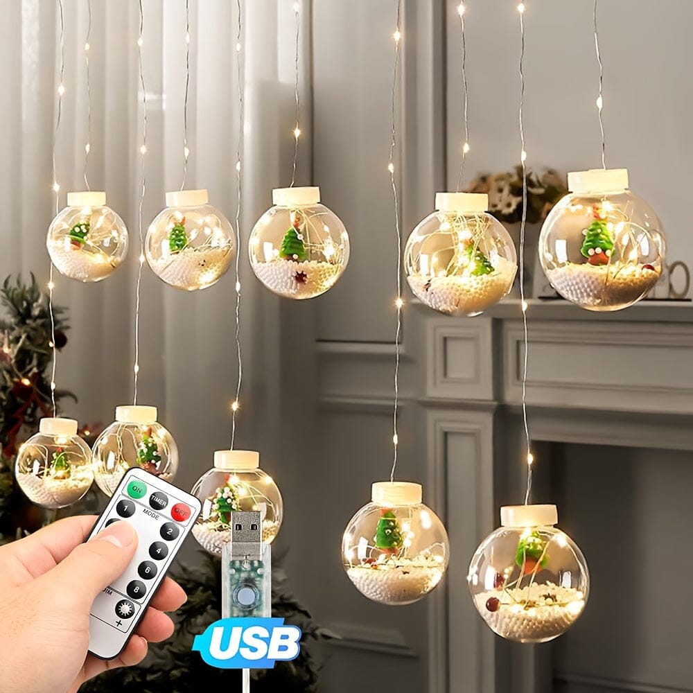 Christmas Ball Light String, 10 Christmas Blessing Ball Fairy Lights, Christmas Ornaments, Christmas Holiday Parties, Holiday Party Decorations, USB Power Supply, 8 Lighting Modes, Remote Control Manwatstore