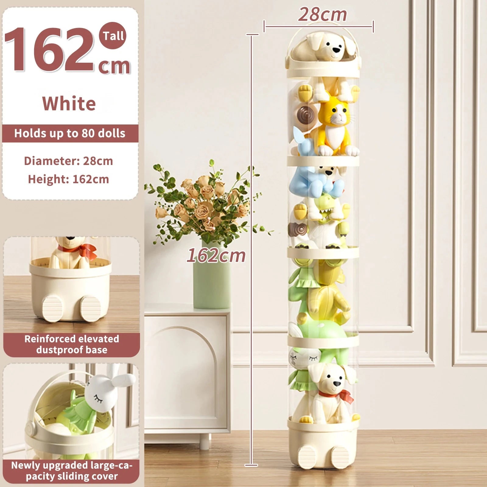 Clear Stuffed Animal Storage Tube – Stackable PET Plush Toy Organiser & Display Container Manwatstore