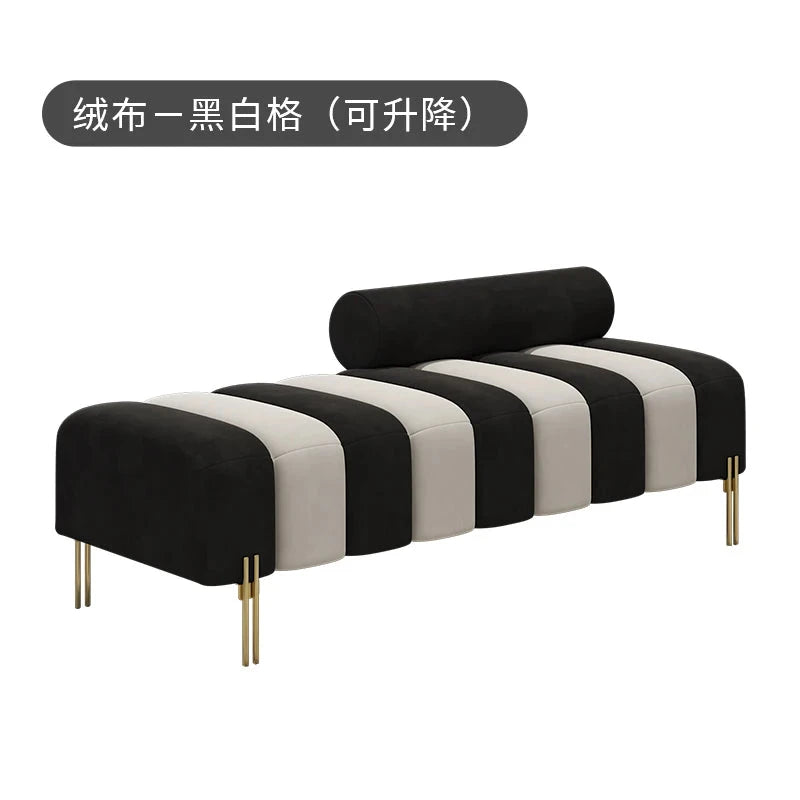 Cream Upholstered Chaise Lounge with Metal Legs Rolled Backrest Modern & Comfortable Seating for Dressing Room & Boutique Spaces Manwatstore