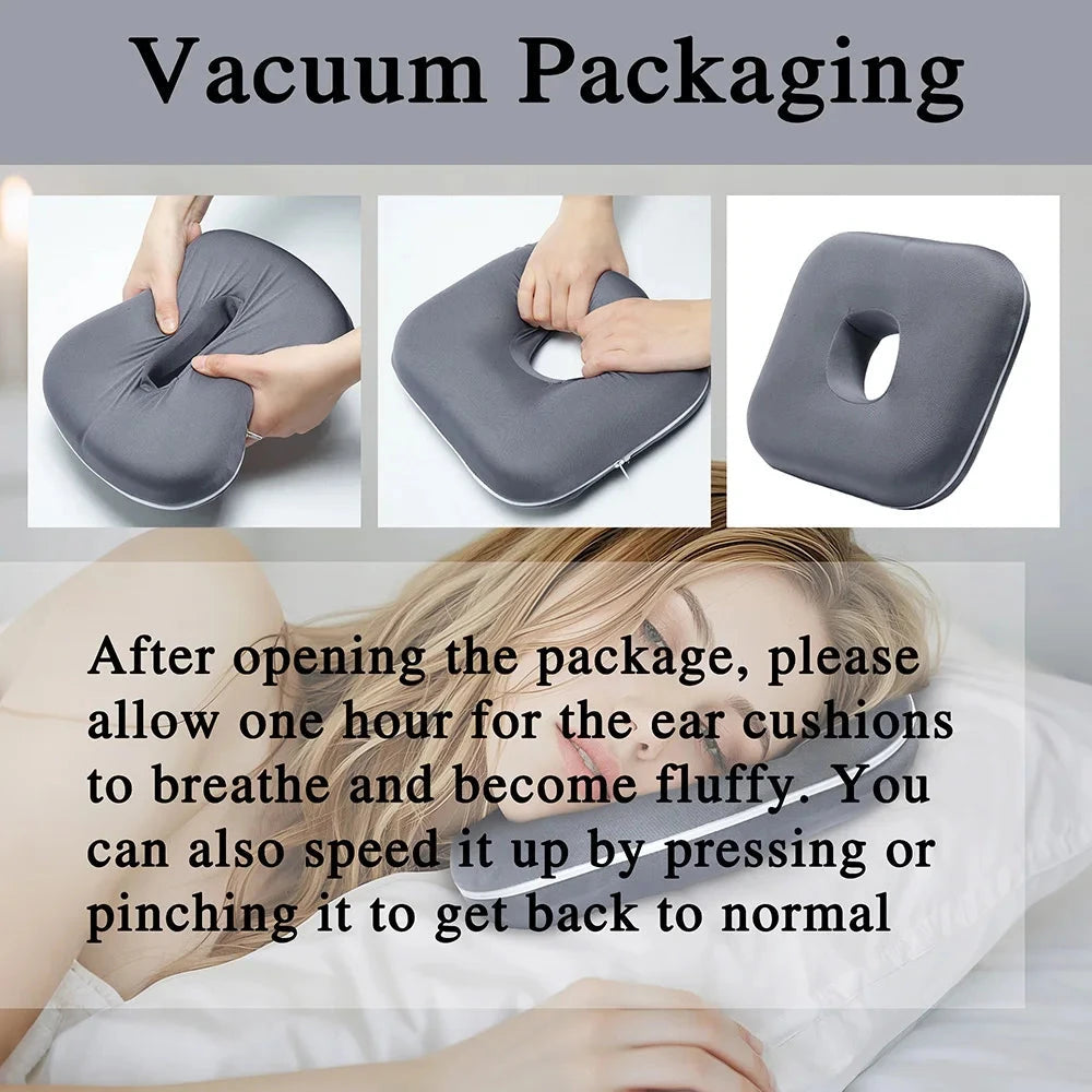 Ear Piercing Pillow for Side Sleepers – CNH & Ear Pain Relief with Ear Hole Design Memory Foam Medicted Pillows Manwatstore