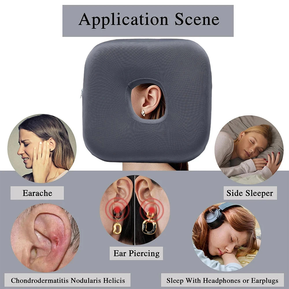 Ear Piercing Pillow for Side Sleepers – CNH & Ear Pain Relief with Ear Hole Design Memory Foam Medicted Pillows Manwatstore