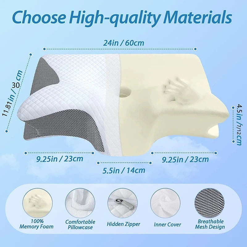 Ergonomic Memory Foam Cervical Pillow – 2-in-1 Contour Design for Neck Pain Relief Memory Foam Medicted Pillows Manwatstore