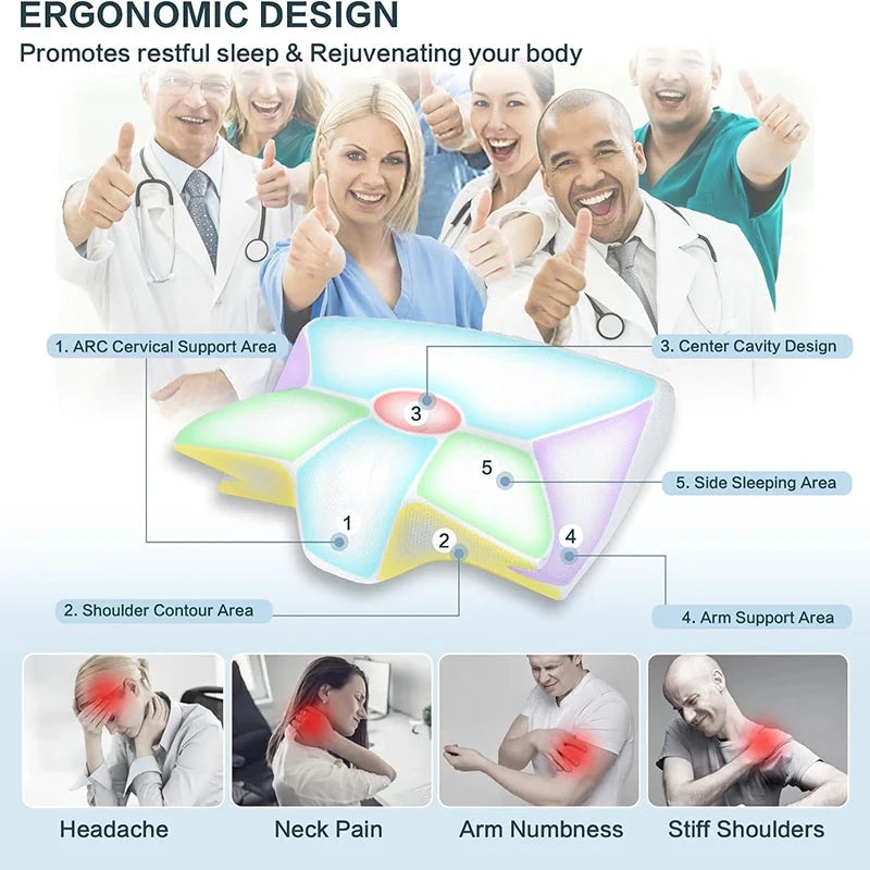 Ergonomic Memory Foam Cervical Pillow – 2-in-1 Contour Design for Neck Pain Relief Memory Foam Medicted Pillows Manwatstore