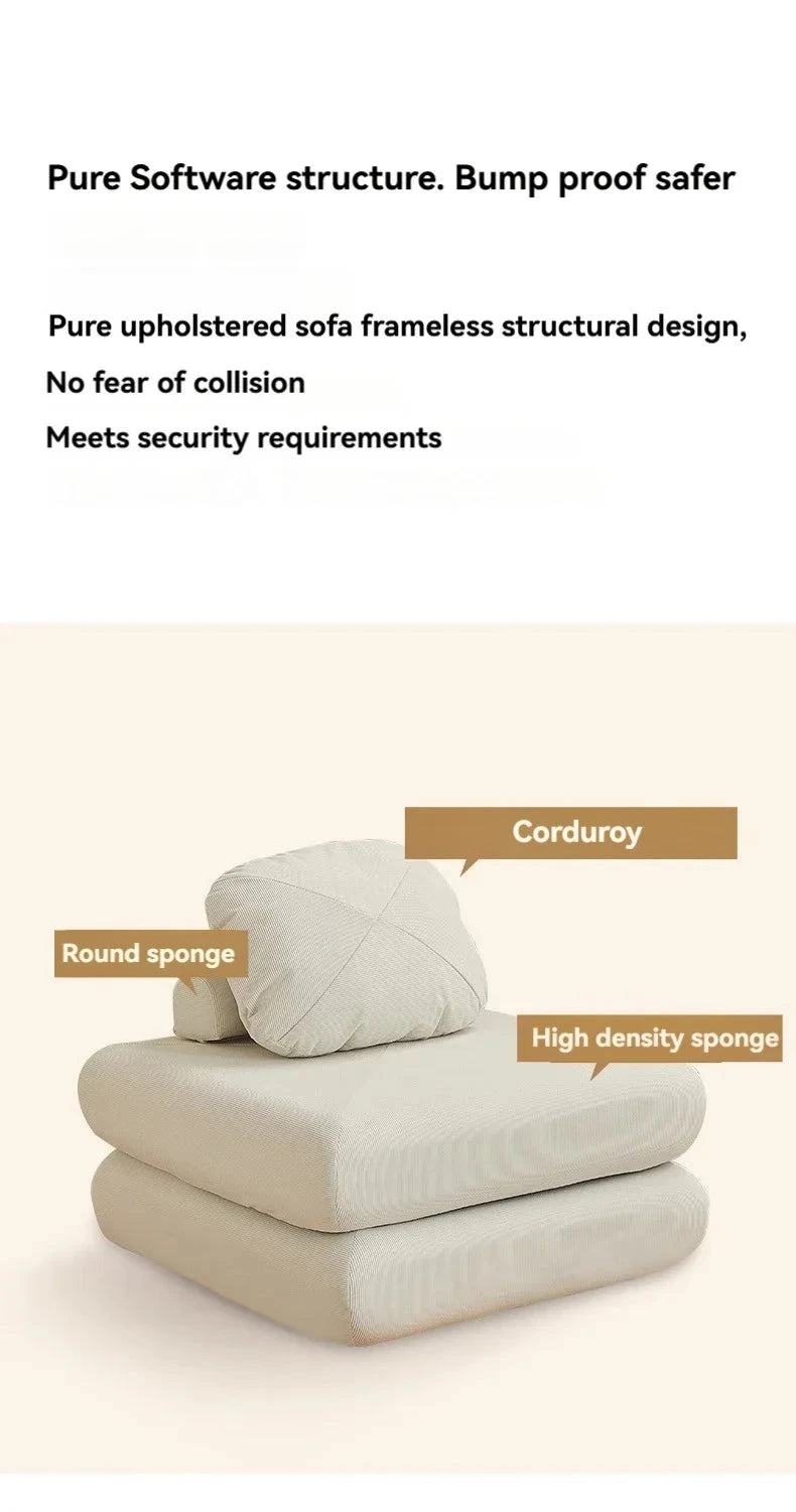 Fabric single sofa, sweet potato sofa bed, small-sized living room folding dual-use tatami, tofu block lazy sofa Manwatstore