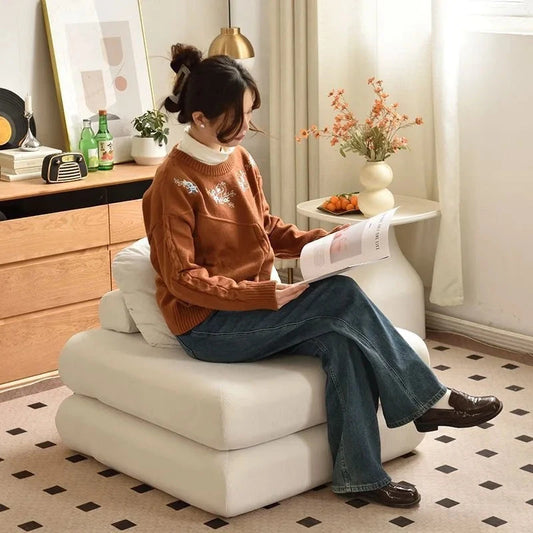 Fabric single sofa, sweet potato sofa bed, small-sized living room folding dual-use tatami, tofu block lazy sofa Manwatstore