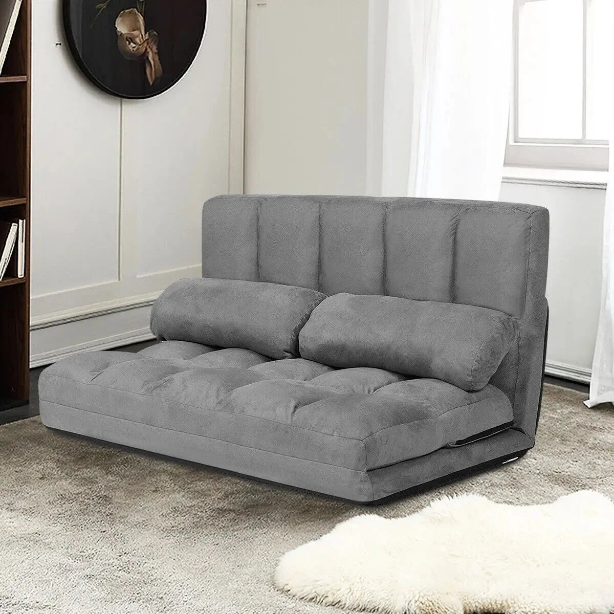 FlexiLounge Folding Floor Sofa Chair with Adjustable Backrest & Pillows Manwatstore