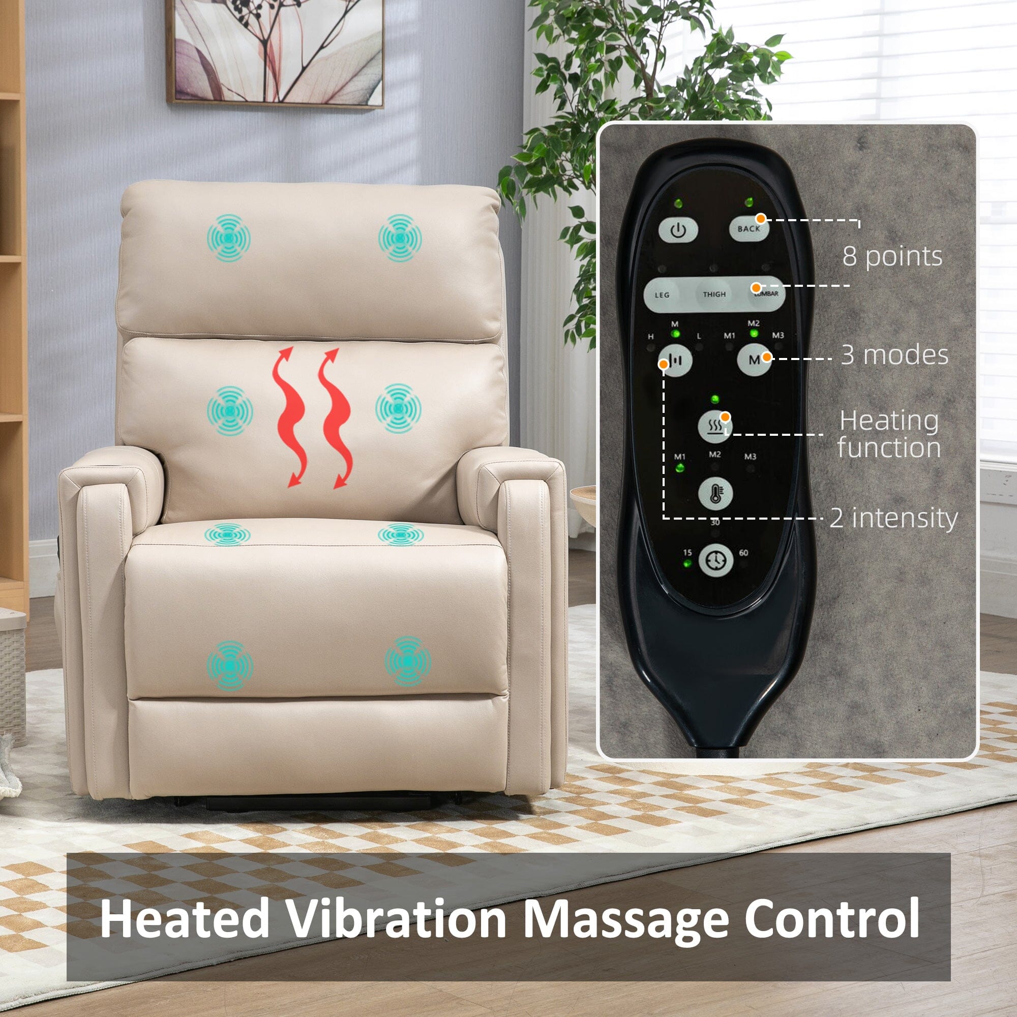 HavenLift Massage & Heat Recliner Chair for Living Room Manwatstore