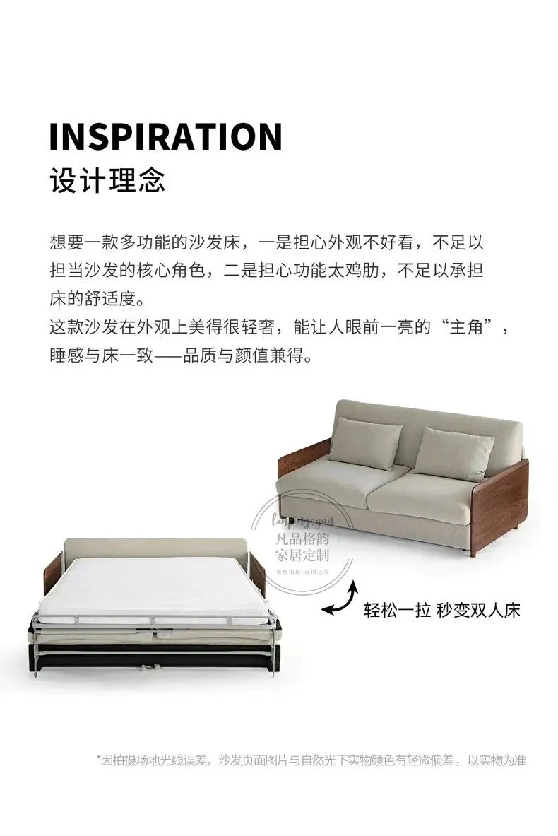 House Decoration Sofa Bed For 2 Person Wood Folding Sofa Full Size Frame Multifunctional Pull Out Hotel Furniture Living Room Manwatstore