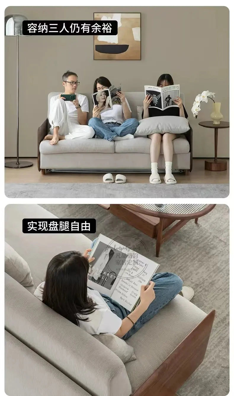 House Decoration Sofa Bed For 2 Person Wood Folding Sofa Full Size Frame Multifunctional Pull Out Hotel Furniture Living Room Manwatstore