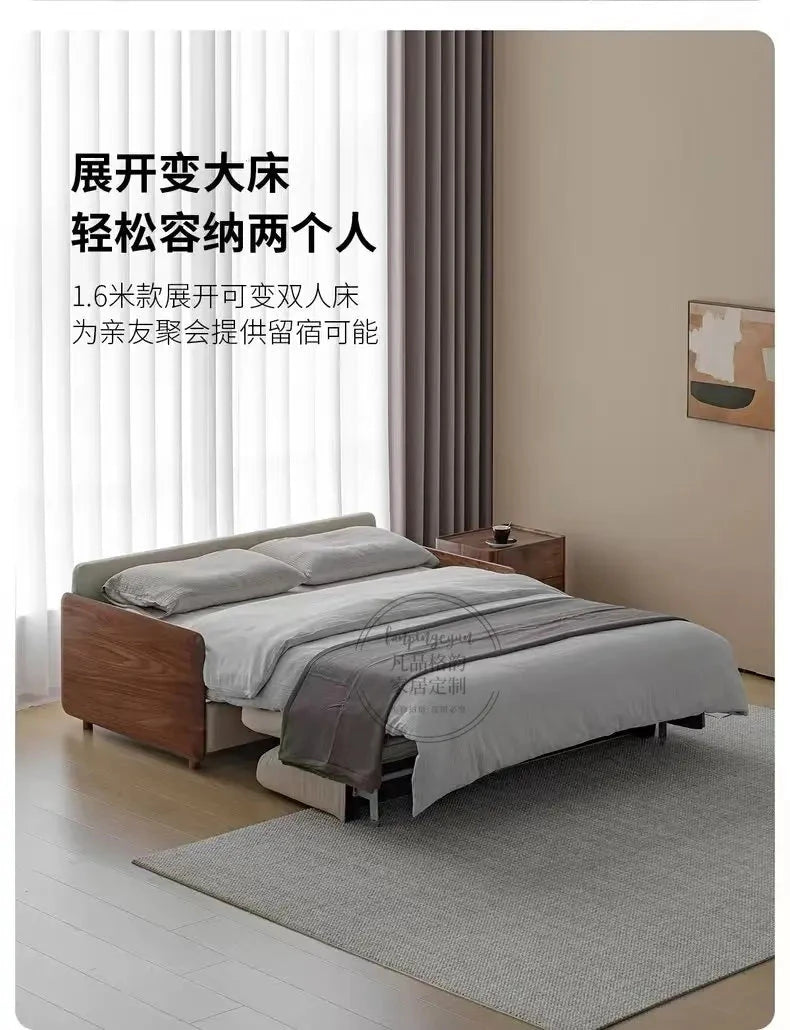 House Decoration Sofa Bed For 2 Person Wood Folding Sofa Full Size Frame Multifunctional Pull Out Hotel Furniture Living Room Manwatstore