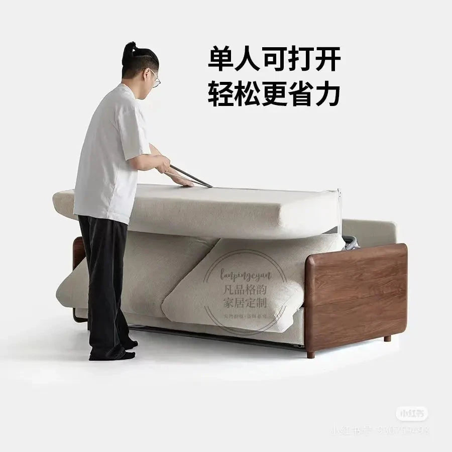 House Decoration Sofa Bed For 2 Person Wood Folding Sofa Full Size Frame Multifunctional Pull Out Hotel Furniture Living Room Manwatstore