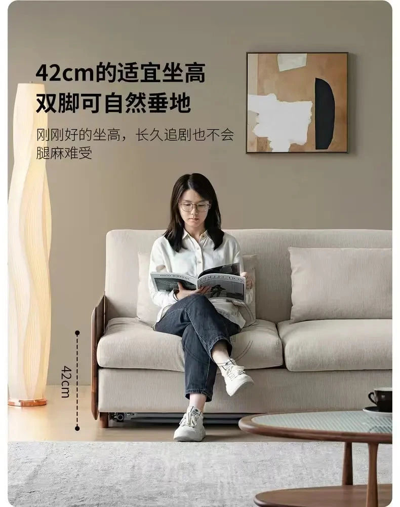House Decoration Sofa Bed For 2 Person Wood Folding Sofa Full Size Frame Multifunctional Pull Out Hotel Furniture Living Room Manwatstore