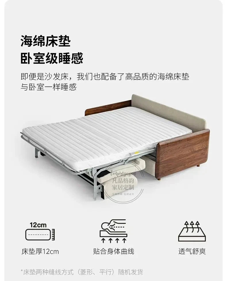 House Decoration Sofa Bed For 2 Person Wood Folding Sofa Full Size Frame Multifunctional Pull Out Hotel Furniture Living Room Manwatstore