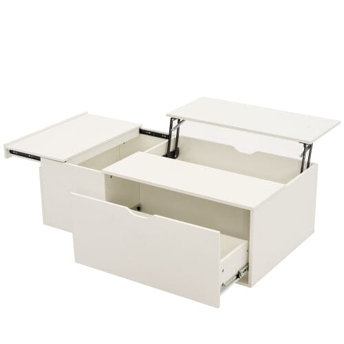 Lift Up Coffee Table, Coffee Table With Drawer, Wooden Tea Tables Sofa End Tables For Living Room Furniture , White 0 Manwatstore