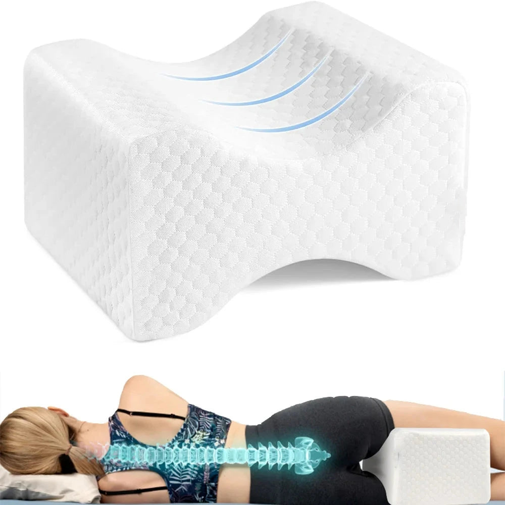 Memory Foam Knee & Leg Pillow – Side Sleeping Support with Adjustable Strap Memory Foam Medicted Pillows Manwatstore