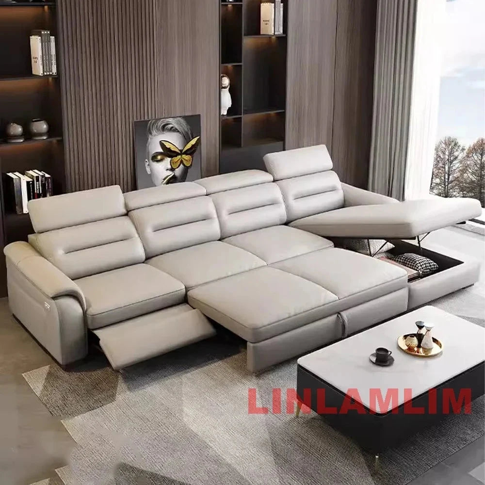 MINGDIBAO Multifunctional Convertible Sofa Bed With Eletric Recliner, Folding Sofa Cama With Power Reclining Seats & Storage Box Manwatstore
