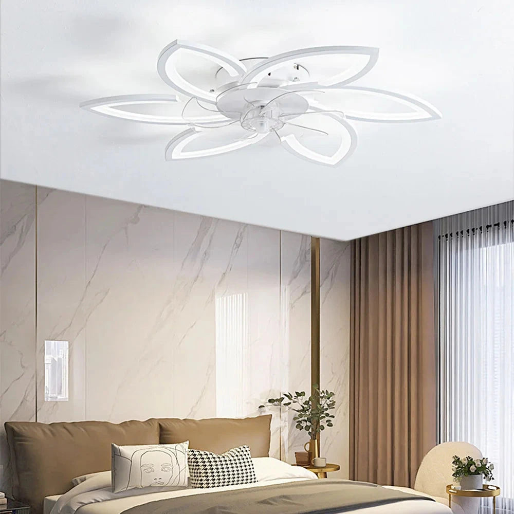 Modern Flower Shape Ceiling Fan With LED Lights- Adjustable 6-Gear Speed Dimmable Ceiling Fan ceiling fan Manwatstore