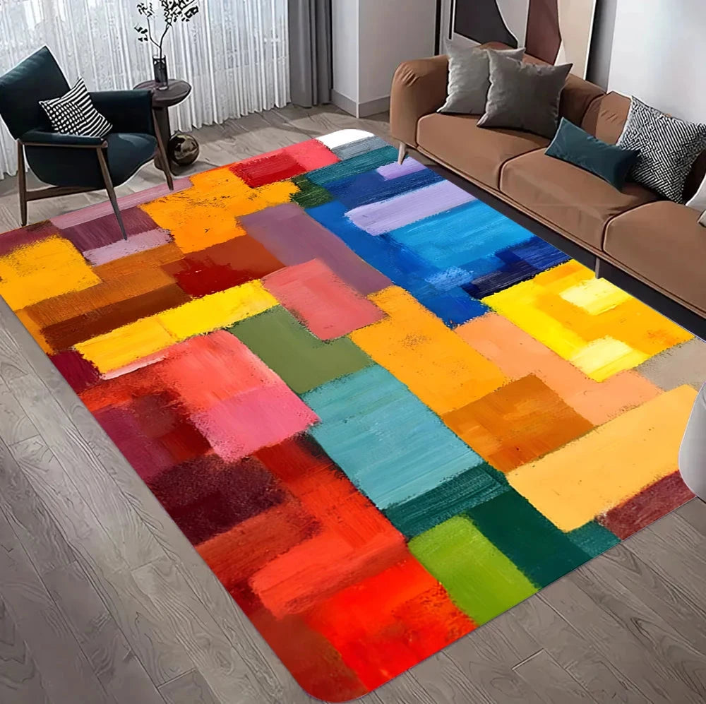 Modern Geometric Abstract Rug Non-Slip Carpet for Living Room Sofa Side Bedroom Washable Easy-Clean Home Decor Floor Mat Manwatstore