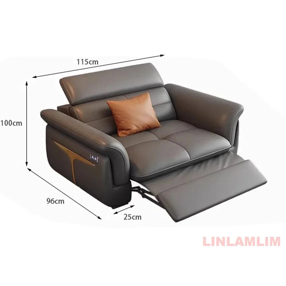 Modern L-Shaped Electric Recliner Sofa Bed – Italian Leather Sectional Couch Manwatstore