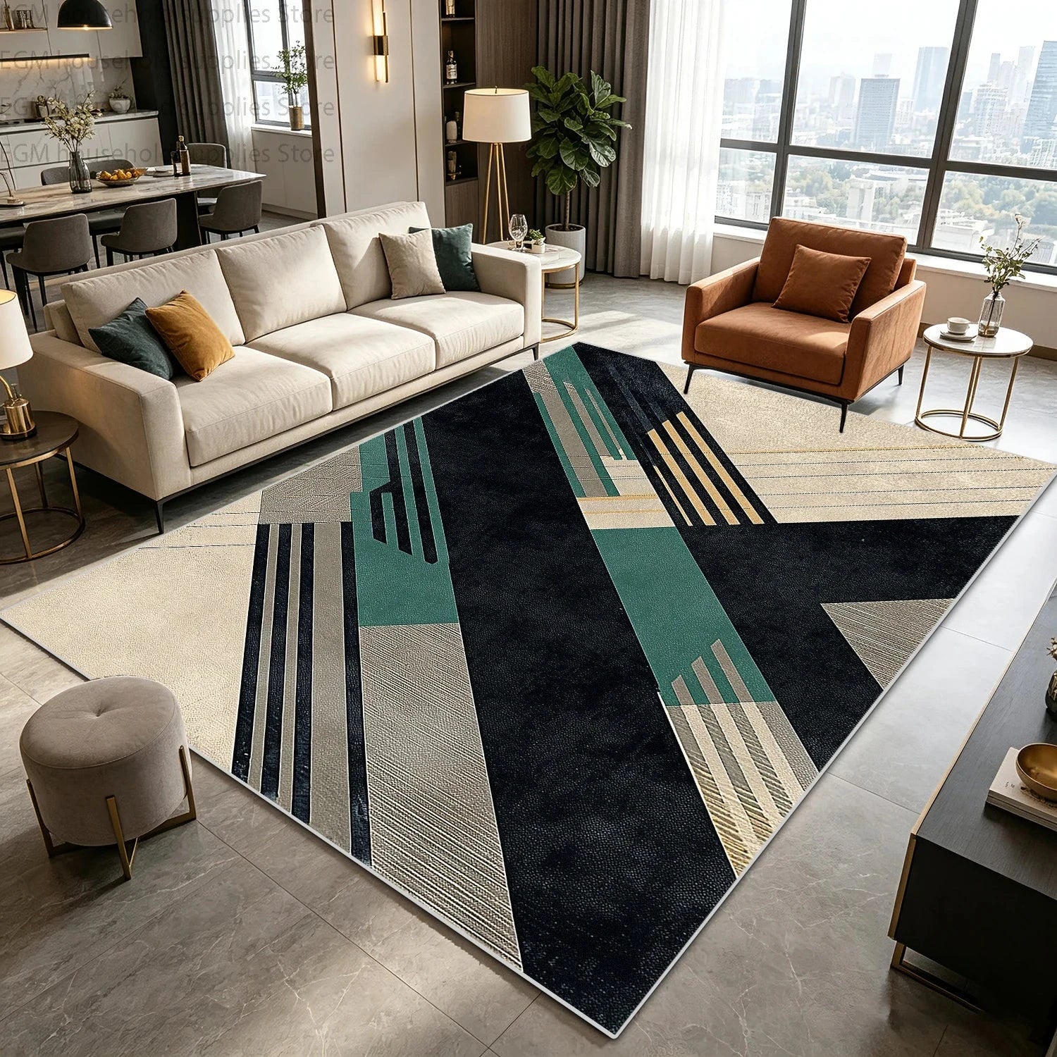 Modern Nordic Geometric Carpet for Living Room Large Area Rugs Bedroom Soft Easy Clean Non-slip Lint Free Washable Floor Mats Manwatstore