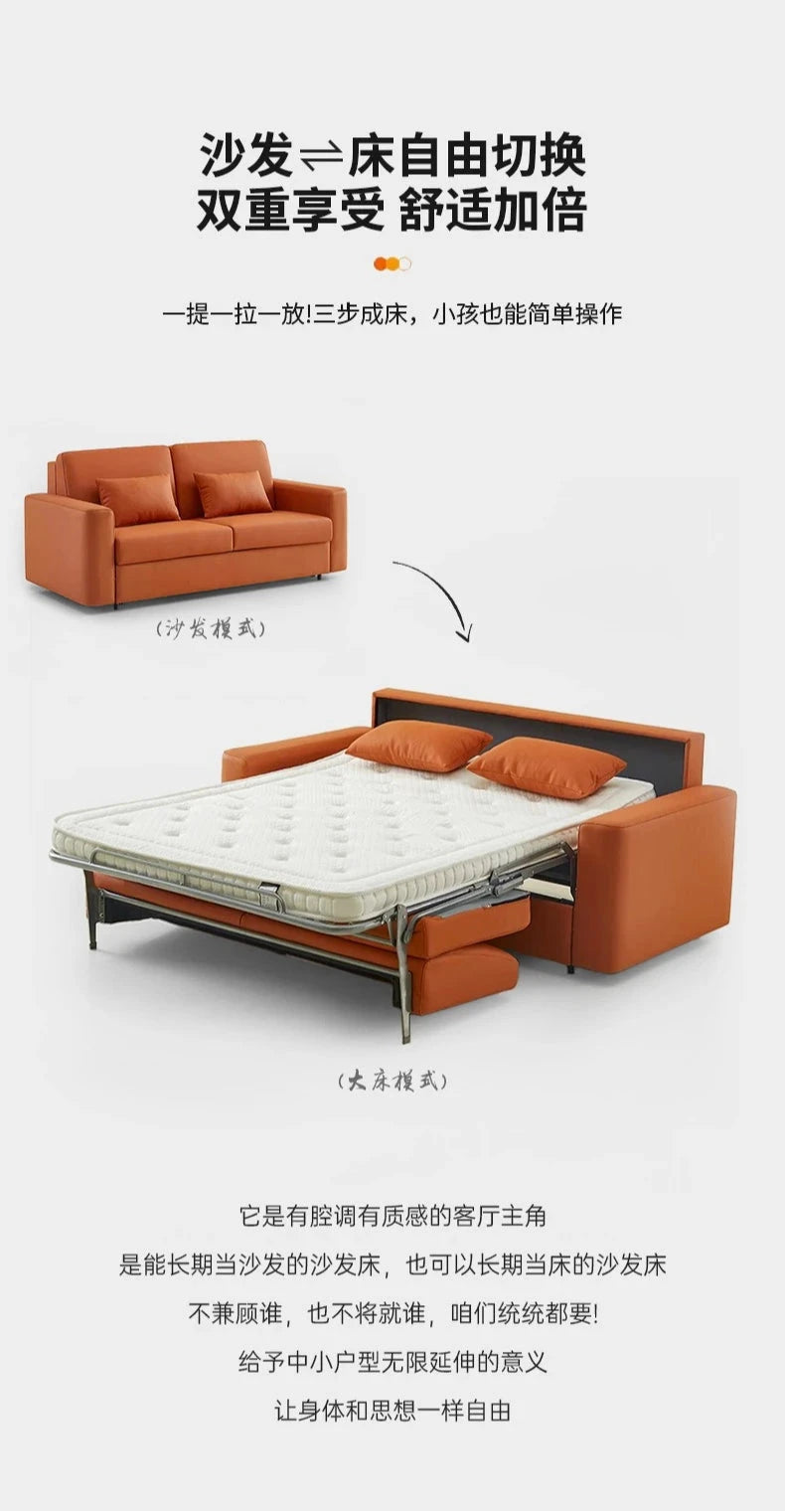 Modern Sofa Bed Folding Living Room Leather Sofa Bed with Mattress Multi-functional and Dual-purpose Раскладушка Походная Manwatstore