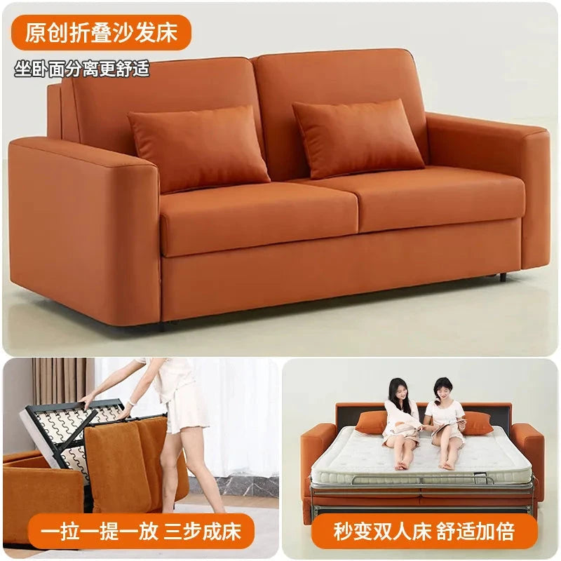 Modern Sofa Bed Folding Living Room Leather Sofa Bed with Mattress Multi-functional and Dual-purpose Раскладушка Походная Manwatstore