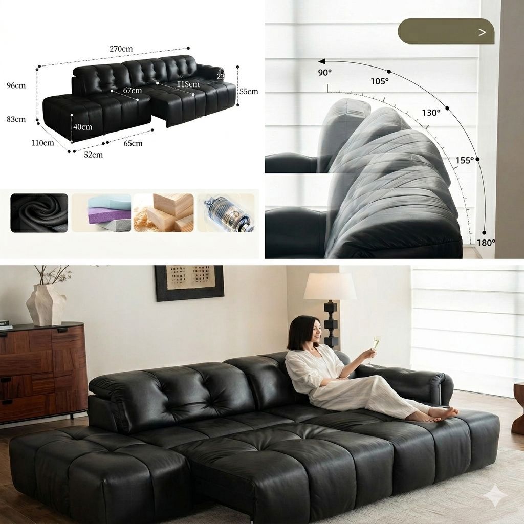 Nebula Luxe Adjustable Leather Sofa Bed sofa bed Manwatstore
