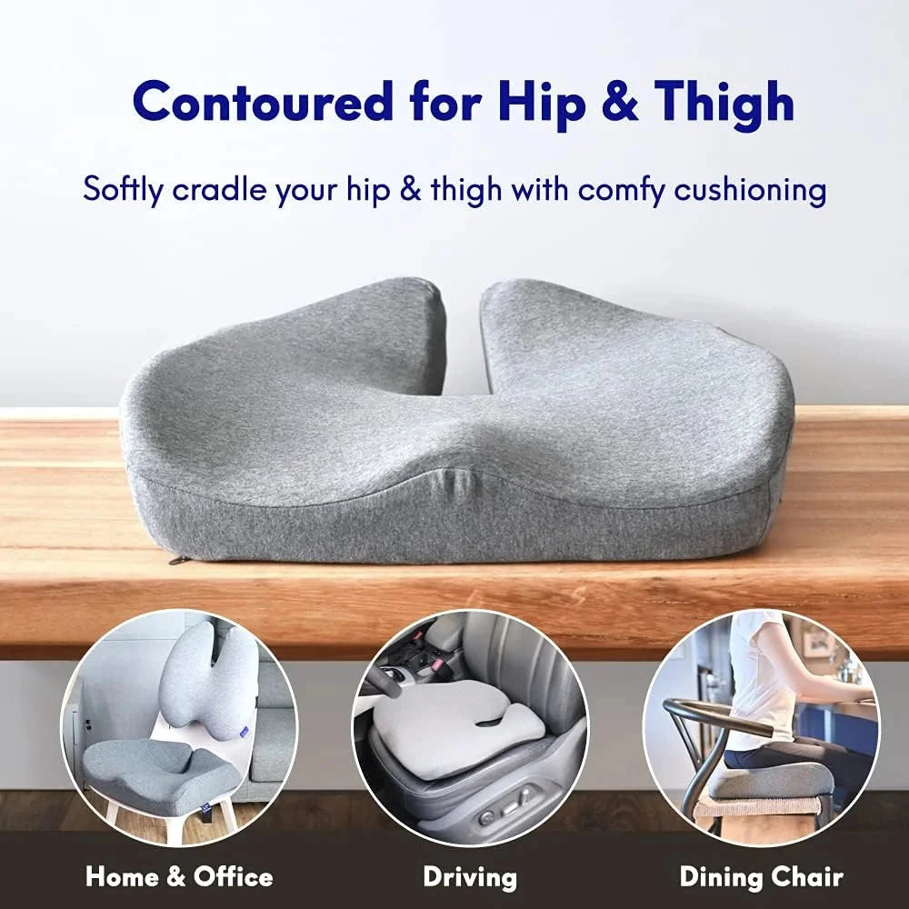 Orthopedic Memory Foam Coccyx Cushion – Tailbone & Sciatica Pain Relief Seat Pad Manwatstore