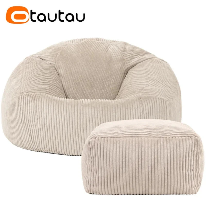 OTAUTAU Flannel/Velvet Bean Bag Chair Cover No Filler Floor Beanbag Sac Pouf Ottoman Single Sofa Frameless Furniture DD025 Manwatstore
