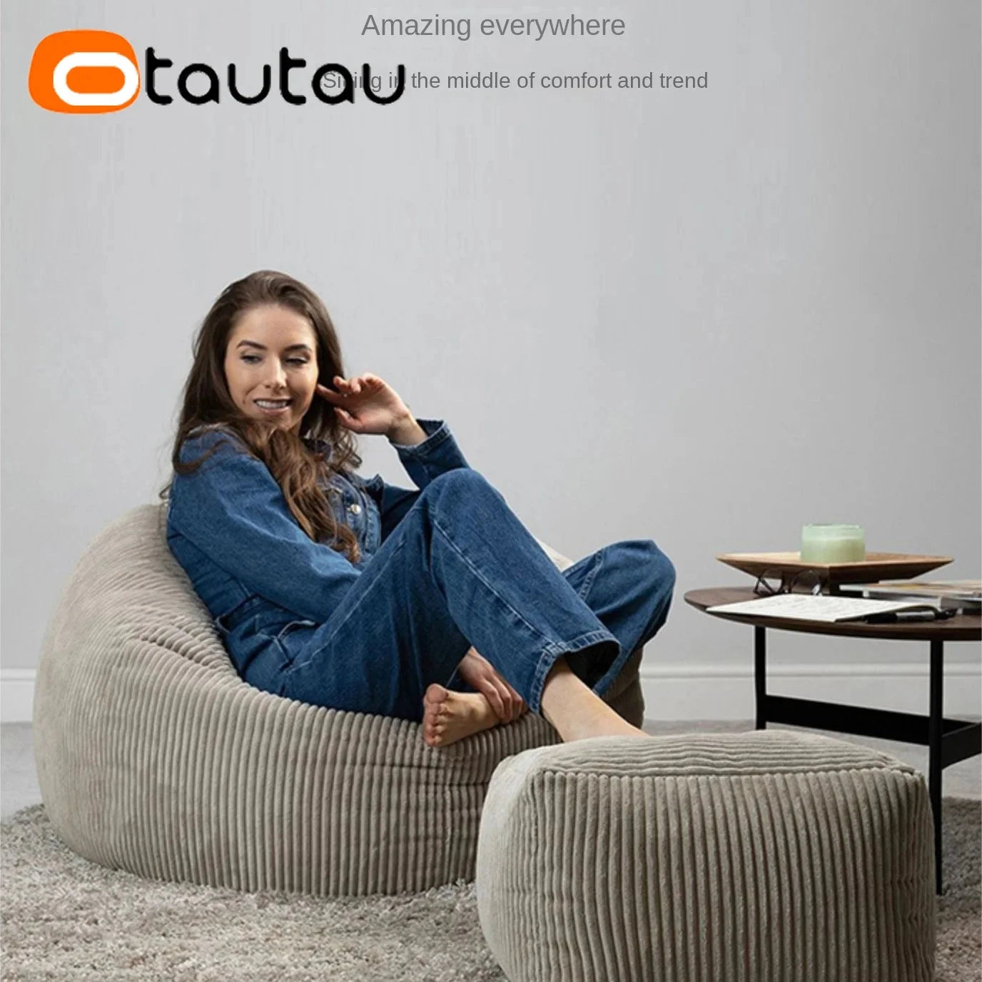OTAUTAU Flannel/Velvet Bean Bag Chair Cover No Filler Floor Beanbag Sac Pouf Ottoman Single Sofa Frameless Furniture DD025 Manwatstore
