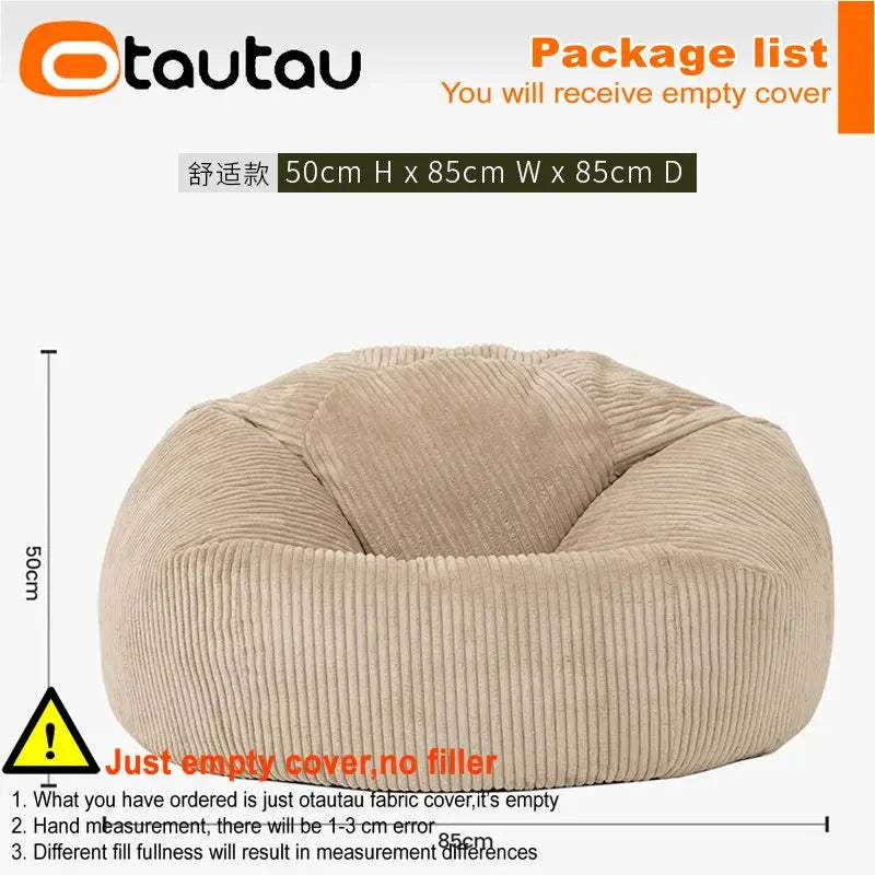 OTAUTAU Flannel/Velvet Bean Bag Chair Cover No Filler Floor Beanbag Sac Pouf Ottoman Single Sofa Frameless Furniture DD025 Manwatstore