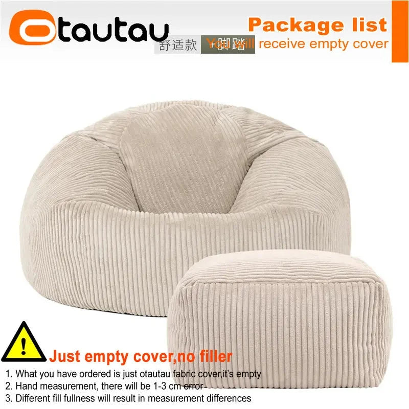 OTAUTAU Flannel/Velvet Bean Bag Chair Cover No Filler Floor Beanbag Sac Pouf Ottoman Single Sofa Frameless Furniture DD025 Manwatstore