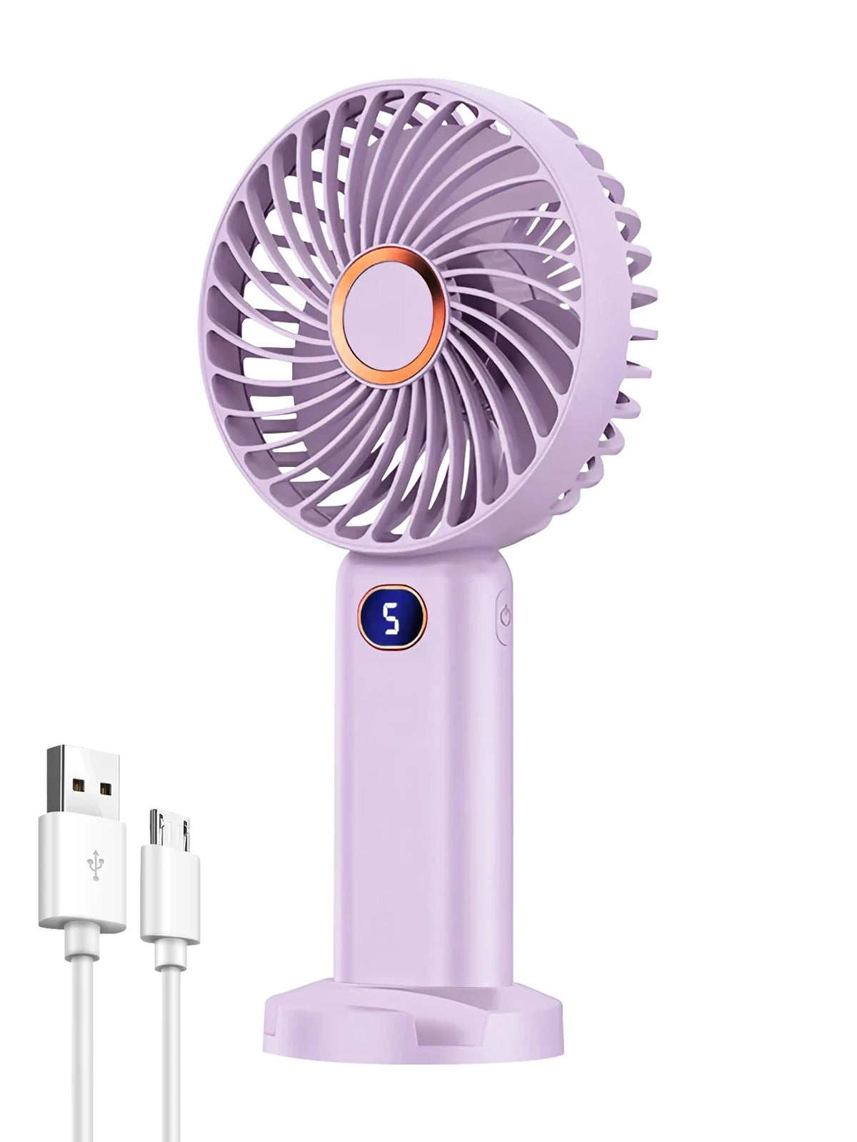 Portable Handheld Fan USB Rechargeable Mini Fan Digital Display 5-Speed Adjustment Suitable For Travel Outdoor Office Home Manwatstore