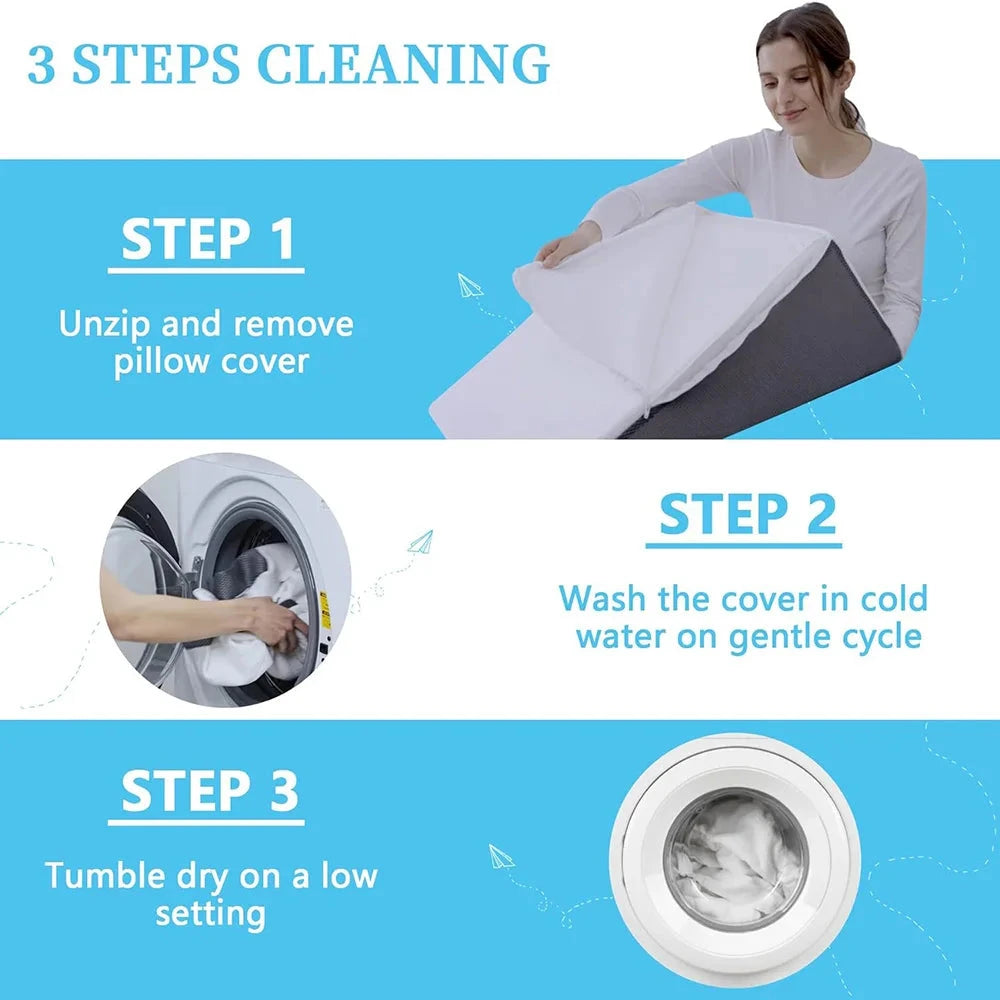 Premium Memory Foam Bed Wedge Pillow – For Sleeping, Snoring Relief & Leg Elevation Memory Foam Medicted Pillows Manwatstore