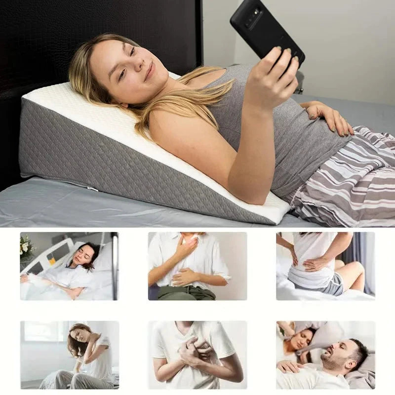 Premium Memory Foam Bed Wedge Pillow – For Sleeping, Snoring Relief & Leg Elevation Memory Foam Medicted Pillows Manwatstore