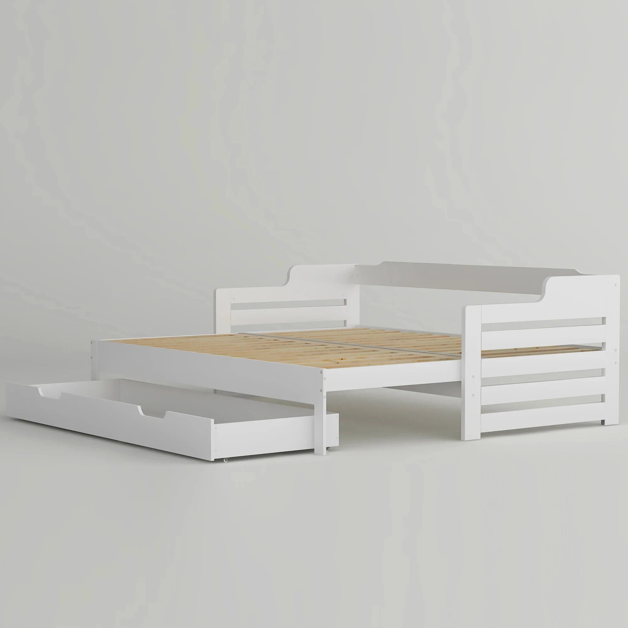 PureNest™ Single Guest Sofa Bed with Pull-Out Trundle (3FT / 90 × 190 cm) – White Manwatstore
