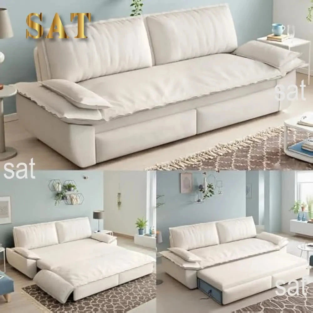 Queen Size Sleeper Sofa Bed 73.2" | 3-in-1 Velvet Pull-Out Convertible Couch Manwatstore