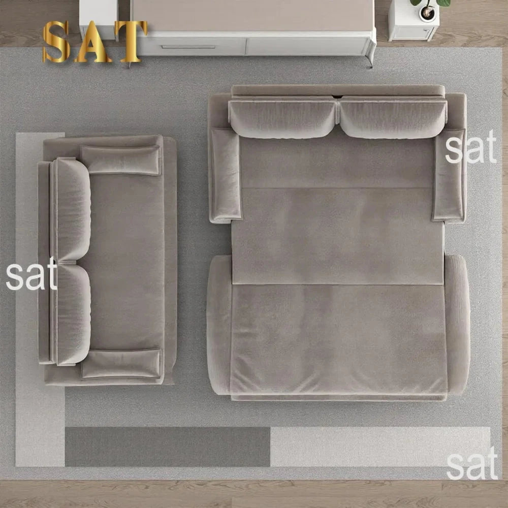 Queen Size Sleeper Sofa Bed 73.2" | 3-in-1 Velvet Pull-Out Convertible Couch Manwatstore