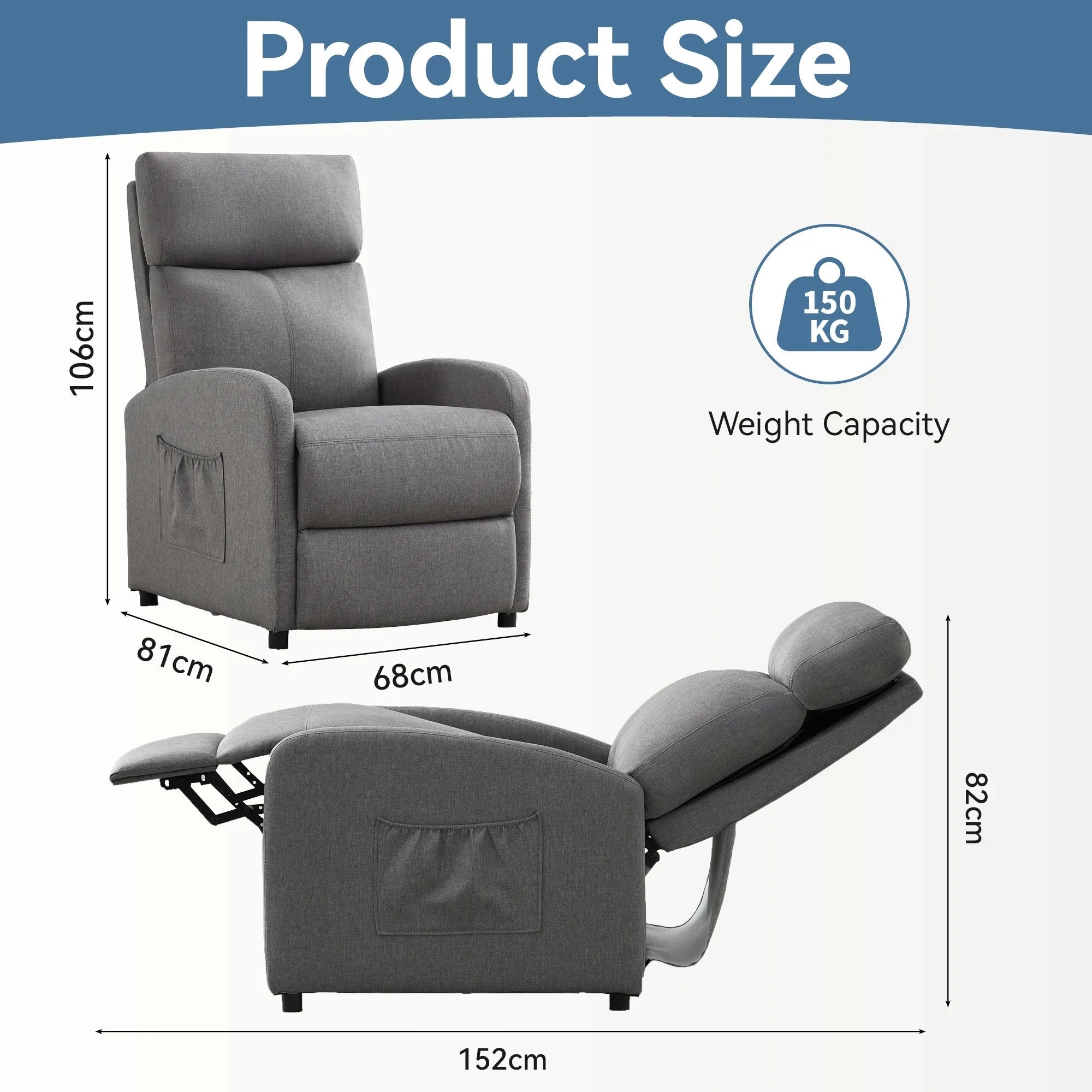 Relaxo Push-Back Recliner Chair with Lumbar Support & Adjustable Leg Rest Manwatstore